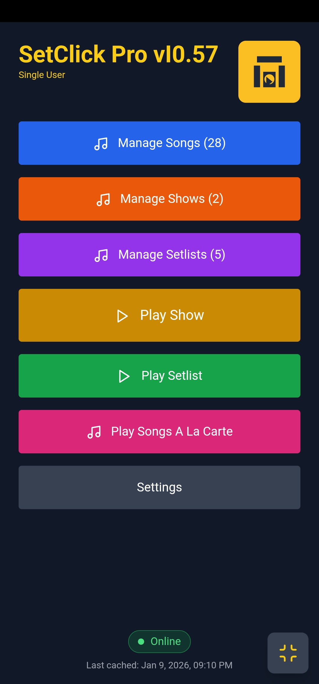 SetClick Pro running on mobile device